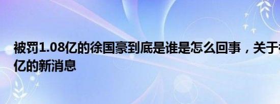 被罚1.08亿的徐国豪到底是谁是怎么回事，关于被罚款100亿的新消息