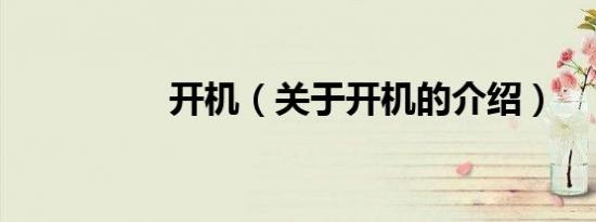 开机（关于开机的介绍）