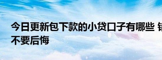 今日更新包下款的小贷口子有哪些 错过这些不要后悔