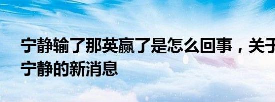 宁静输了那英赢了是怎么回事，关于那英vs宁静的新消息