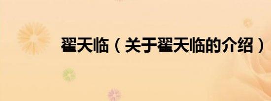 翟天临（关于翟天临的介绍）