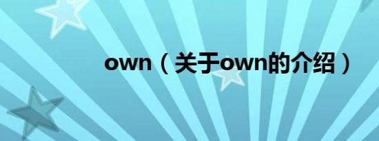 own（关于own的介绍）