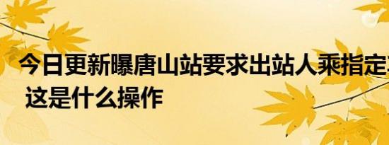 今日更新曝唐山站要求出站人乘指定车辆合影 这是什么操作