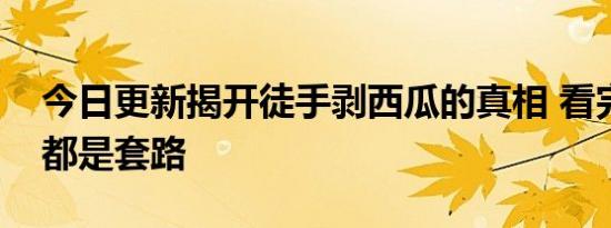 今日更新揭开徒手剥西瓜的真相 看完后觉得都是套路