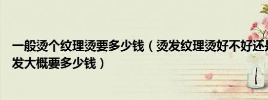 一般烫个纹理烫要多少钱（烫发纹理烫好不好还是别的好烫发大概要多少钱）