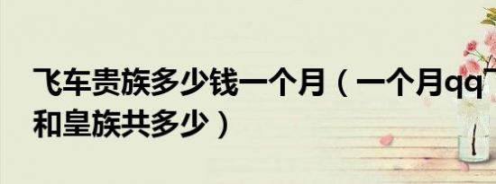 飞车贵族多少钱一个月（一个月qq飞车贵族和皇族共多少）
