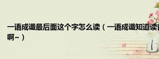 一语成谶最后面这个字怎么读（一语成谶知道读音的说以下啊~）