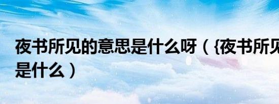夜书所见的意思是什么呀（{夜书所见}的意思是什么）