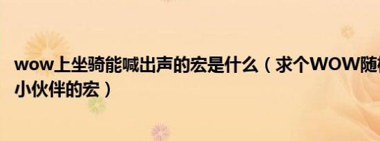 wow上坐骑能喊出声的宏是什么（求个WOW随机坐骑随机小伙伴的宏）