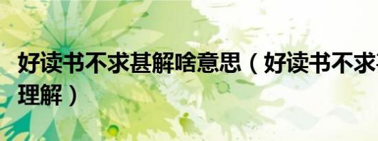 好读书不求甚解啥意思（好读书不求甚解如何理解）