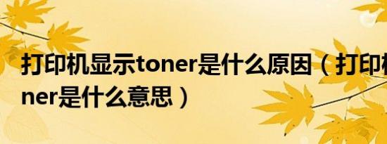 打印机显示toner是什么原因（打印机显示toner是什么意思）