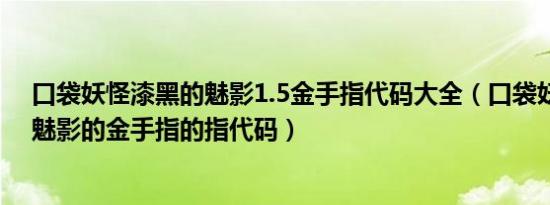 口袋妖怪漆黑的魅影1.5金手指代码大全（口袋妖怪漆黑的魅影的金手指的指代码）