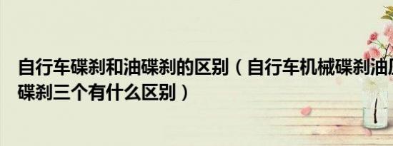 自行车碟刹和油碟刹的区别（自行车机械碟刹油压碟刹普通碟刹三个有什么区别）