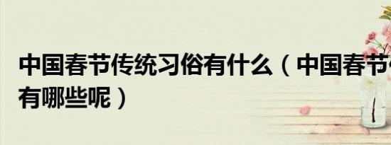 中国春节传统习俗有什么（中国春节传统习俗有哪些呢）
