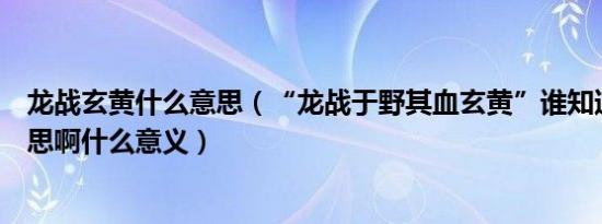 龙战玄黄什么意思（“龙战于野其血玄黄”谁知道是什么意思啊什么意义）