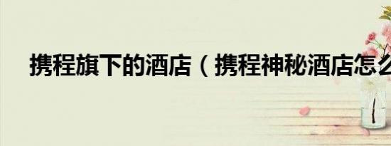 携程旗下的酒店（携程神秘酒店怎么样）