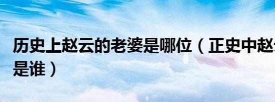 历史上赵云的老婆是哪位（正史中赵云的老婆是谁）