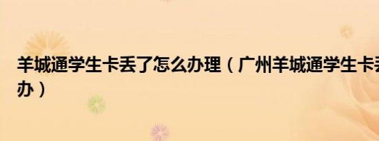 羊城通学生卡丢了怎么办理（广州羊城通学生卡丢失了怎么办）
