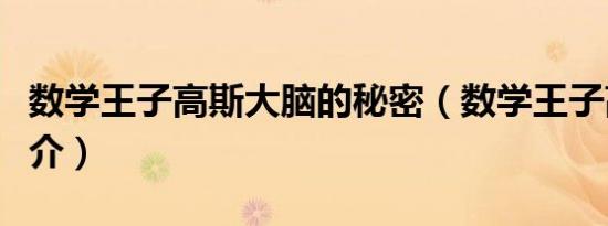 数学王子高斯大脑的秘密（数学王子高斯的简介）