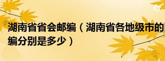 湖南省省会邮编（湖南省各地级市的区号和邮编分别是多少）