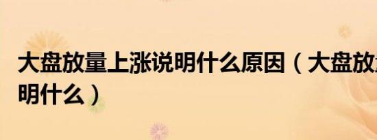 大盘放量上涨说明什么原因（大盘放量上涨说明什么）