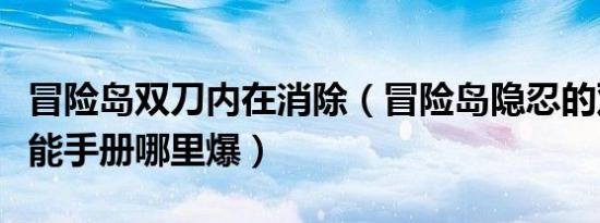 冒险岛双刀内在消除（冒险岛隐忍的双刀风暴能手册哪里爆）