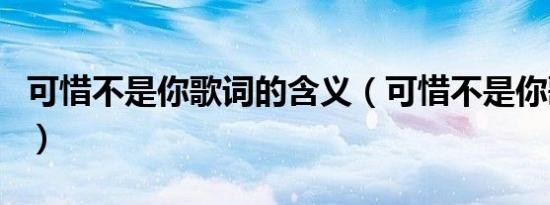 可惜不是你歌词的含义（可惜不是你歌词介绍）