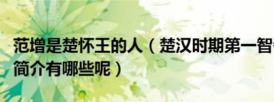 范增是楚怀王的人（楚汉时期第一智者范增的简介有哪些呢）
