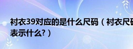 衬衣39对应的是什么尺码（衬衣尺码16-33表示什么?）