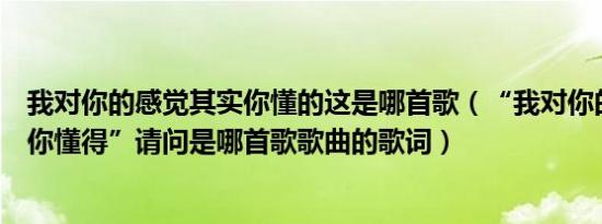 我对你的感觉其实你懂的这是哪首歌（“我对你的感觉其实你懂得”请问是哪首歌歌曲的歌词）