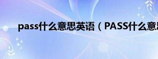 pass什么意思英语（PASS什么意思）