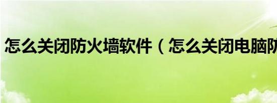 怎么关闭防火墙软件（怎么关闭电脑防火墙）
