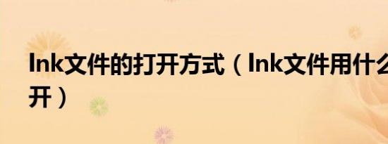 lnk文件的打开方式（lnk文件用什么程序打开）