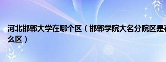 河北邯郸大学在哪个区（邯郸学院大名分院区是在邯郸的什么区）