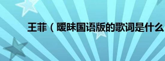 王菲（暧昧国语版的歌词是什么）