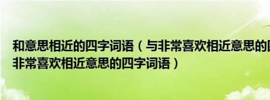 和意思相近的四字词语（与非常喜欢相近意思的四字词语与非常喜欢相近意思的四字词语）