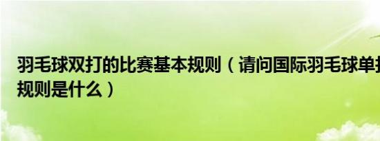 羽毛球双打的比赛基本规则（请问国际羽毛球单打双打比赛规则是什么）