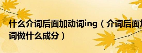 什么介词后面加动词ing（介词后面加名词名词做什么成分）