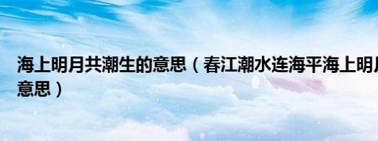 海上明月共潮生的意思（春江潮水连海平海上明月共潮生的意思）