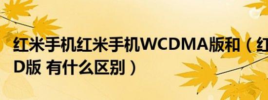 红米手机红米手机WCDMA版和（红米手机TD版 有什么区别）