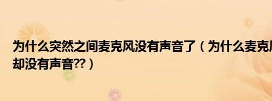 为什么突然之间麦克风没有声音了（为什么麦克风一切正常却没有声音??）