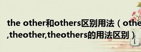 the other和others区别用法（other,others,theother,theothers的用法区别）