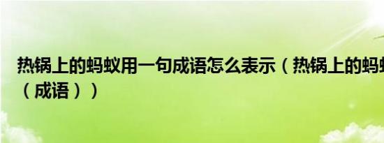热锅上的蚂蚁用一句成语怎么表示（热锅上的蚂蚁的歇后语（成语））