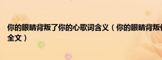 你的眼睛背叛了你的心歌词含义（你的眼睛背叛你的心歌词全文）