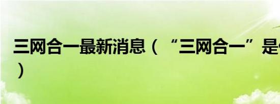 三网合一最新消息（“三网合一”是什么意思）