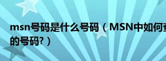 msn号码是什么号码（MSN中如何查看自己的号码?）