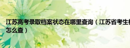 江苏高考录取档案状态在哪里查询（江苏省考生档案所在地怎么查）