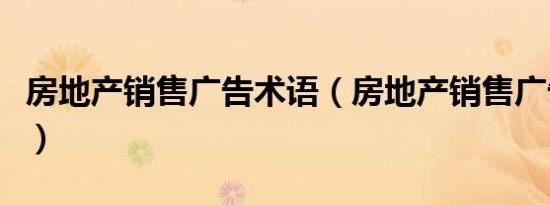 房地产销售广告术语（房地产销售广告策划书）