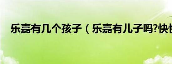 乐嘉有几个孩子（乐嘉有儿子吗?快快快）