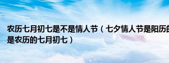 农历七月初七是不是情人节（七夕情人节是阳历的7月7日还是农历的七月初七）